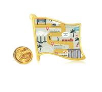 Singapore Famous Spots Route Golden Metal Flag Lapel Pin Badge