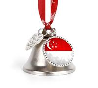 Singapore Flag Christmas Bell & Sleigh Bells for Tree Decoration Hanging Ornaments Festive Decor Love Bell