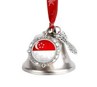 Singapore Flag Christmas Bell & Sleigh Bells for Tree Decoration Hanging Ornaments Festive Decor Wing Bell