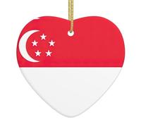 Singapore Flag Christmas Ornament Ceramic Hanging Xmas Decor Christmas Tree Xmas Tree Holiday Friend Gift