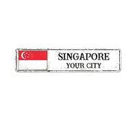 Singapore Flag Custom Street Sign Singapore Metal Sign Custom City Name Metal Tin Sign Country Souvenir Vintage Rustic Wall Art City Souvenir for Foreign Friend, Neighbor 18x4in