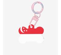 Singapore Flag Dog Tags Bone-Shaped Pet Tag,Acrylic Pet ID Tags Durable and Stylish,Perfect for Small to Large Pets