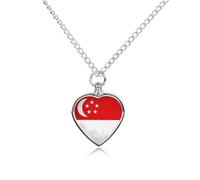 Singapore Flag Dog Urns Jewelry Necklace Pet Ashes Memorials Necklaces Alloy Keepsake for Men Women