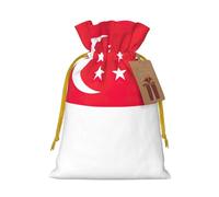 Singapore Flag Linen Drawstring Gift Bag Xmas Party Candy Bag Reusable Storage Pouches