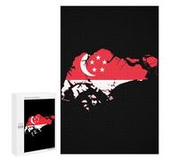 Singapore Flag Map Fun Wooden Picture Vertical Version Puzzle Creative Gift Wood Jigsaw for Adults And Family Game