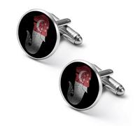 Singapore Flag Merlion Singaporean Lion Shirt Cufflinks for Men Cuff Links Tie Father Husband Wedding Business 2.0cm