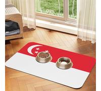 Singapore Flag Pet Feeding Mat Dog Cat Eating Food Absorbent Leather Tablecloth for and Water Bowl Waterproof No Stains Quick Dry Non-Slip 17.72 * 11.8IN