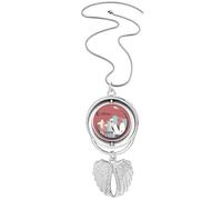 Singapore Flag Places in Moon Shape Pendant Angel Wings Rotating Necklace Jewelry