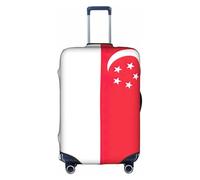 Singapore Flag Print Decorative Travel Luggage Cover Concealed Zipper Suitcases Anti Scratch Dustproof, White, Large