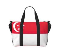 Singapore Flag print Gym Bag for Women, Weekender Overnight Bag,Personal Item Bag, shoulder Bag for Women Men, Black, One Size