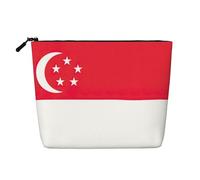 Singapore Flag Print Makeup Bag for Women,Portable Cosmetic Bag Toiletry Bag, Capacious Travel Makeup Organizer