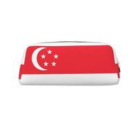 Singapore Flag Print Pencil Case, Pencil Pouch with Zipper, Portable Stationery Organizer pencil bag - Office Travel, Gold, One Size, Art Deco