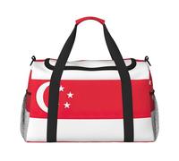 Singapore Flag print Travel Duffle Bag Gym Bag for Women,Puffer Tote Bag,Weekender Overnight Bag Organizer, Black, One Size