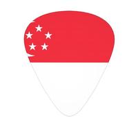 Singapore Flag Printed guitar picks for acoustic, electric, and band players, 12 pieces in 3 different thicknesses