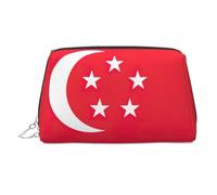 Singapore Flag Printed Zippered Toiletry Bag, Wide Open Storage Case for Personal Care Items and Cosmetics