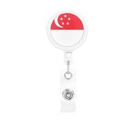 Singapore Flag Retractable Badge Holder is Durable Sturdy Comes with A Lanyard for Office Hospital Staff Wearing