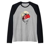 Singapore Flag Skull Raglan Baseball Tee