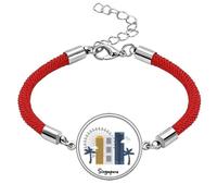 Singapore Flyer and Buildings Lucky Red String Bracelet Rope Bracelet Handmade
