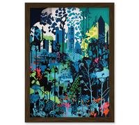 Artery8 Singapore Forest Cityscape Modern Bold Landscape Artwork Framed Wall Art Print A4