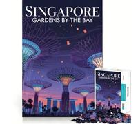 Singapore Gardens by The Bay Illustration 1000 Pieces Jigsaw Puzzles for Teenagers Boost Memory Stress Release Premium Cut Cherished Gift 38x26cm