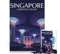 Singapore Gardens by The Bay Illustration 1000 Pieces Jigsaw Puzzles for Teenagers Boost Memory Stress Release Premium Cut Cherished Gift 38x26cm