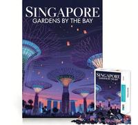 Singapore Gardens by The Bay Illustration Hard Jigsaw Puzzle for Adults 1000 Pieces Boost Recall Calm Escape Tight Edge 38x52cm