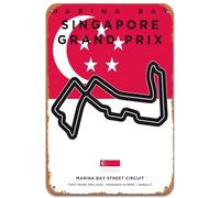 Singapore Grand Prix Circuit F1 Gifts Metal Signs Vintage Uk Wall Art F1 Gift for Birthday Formula One Fans Gifts for Man Cave, Men Garages,Game Rooms and Home Offices Flag Sign Plaques Decorations