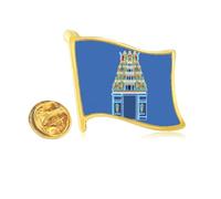 Singapore Greeting Building Golden Metal Flag Lapel Pin Badge