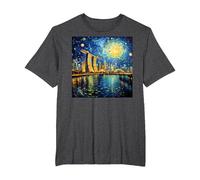 Singapore in The Style of Van Gough T-Shirt, Men's Big and Tall, Dark Heather Grey, 6X Tall