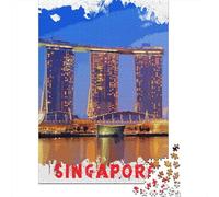 Singapore Jigsaw Puzzle 1000 Pieces, Vintage Architecture Destination, 1000 Pieces for Adults, for Travel Lovers, Gift Idea, 70x50cm/1000pcs