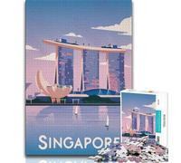 Singapore Jigsaw Puzzles for Adults 1000 Piece,Challenging Game Toys Every Piece Is Unique - Challenging Family Fun Game 50x75cm