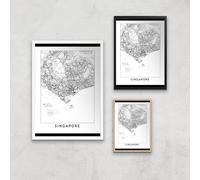 Singapore Light City Map Giclee Art Print - A4 - Print Only