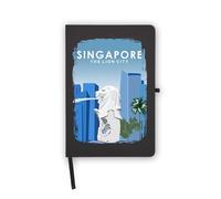 Singapore Lion City Travel Destination Notebook, Blank Pages, Faux Leather Cover, Planner, Journal, Workbook