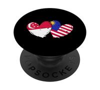 Singapore Malaysia Flag Singaporean Malaysian Love Jersey PopSockets Adhesive PopGrip