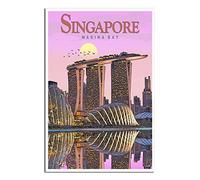 Singapore Marina Bay Sunset Vintage Travel Poster Decorative Posters Modern Bedroom Canvas Art Poster Picture Painting Posters Wall Decor art Gift