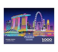 Singapore Marina Jigsaw Puzzles Puzzles for Adults Kids. 1000 Piece Bay Lights Whimsical Challenge Toy Educational Games Home Decoration for Adults& Kids Age 14 Years Up 52x38cm/1000pcs