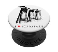 Singapore Marina Vintage Skyline Bay Asia I Love Singapura PopSockets Adhesive PopGrip