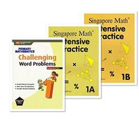 Singapore Math 3 Books Set for Grade 1 - Singapore Math Intensive Practice 1A & 1B, Challenging Word Problems Grade 1