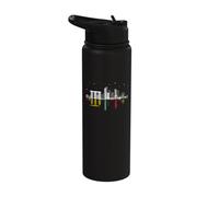 Singapore Night Skyline with Music & Sound Wave Reflections Stainless Steel Insulated Water Bottle