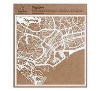 Singapore Paper Cut Map White 30x30 cm Paper Art