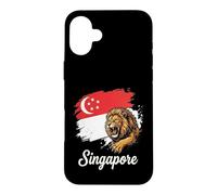 Singapore Roaring Lion Flag National Pride Design Case for iPhone 16 Plus