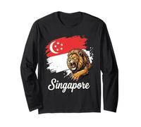 Singapore Roaring Lion Flag National Pride Design Long Sleeve T-Shirt