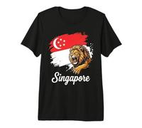 Singapore Roaring Lion Flag National Pride Design Premium T-Shirt