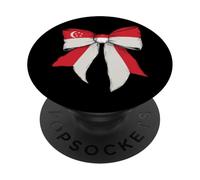 Singapore Singaporean Pride Flag Girl Coquette Bow Ribbon PopSockets Adhesive PopGrip