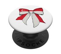 Singapore Singaporean Pride Flag Girl Coquette Bow Ribbon PopSockets Adhesive PopGrip