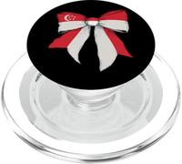 Singapore Singaporean Pride Flag Girl Coquette Bow Ribbon PopSockets PopGrip for MagSafe