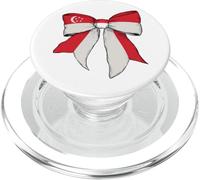 Singapore Singaporean Pride Flag Girl Coquette Bow Ribbon PopSockets PopGrip for MagSafe