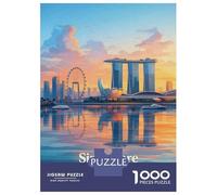 Singapore Skyline at Sunset Jigsaw Puzzle 1000 Pieces, Historic Square Architecture, Thick Cardboard Pieces, Birthday Gift for Home Décor Fans, Paper Board, 70x50cm/1000pcs