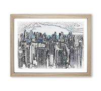 Singapore Skyline In Abstract Modern Art Framed Print | A4 Oak Framed Wall Art | Ready to Hang | Abstract Cityscape Picture | Living Room Bedroom Lounge Office