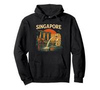 Singapore Skyline Merlion Retro Vintage Travel Souvenir Pullover Hoodie